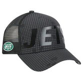 New York Jets Throwback Midnight Ink Tonal Text A-Frame Trucker 9FORTY Adjustable Hat | NFL Near me