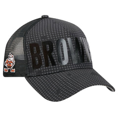 Cleveland Browns Throwback Midnight Ink Tonal Text A-Frame Trucker 9FORTY Adjustable Hat | NFL Near me