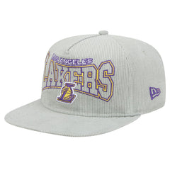 Gray Los Angeles Lakers Throwback Corduroy Golfer Snapback Hat | NBA