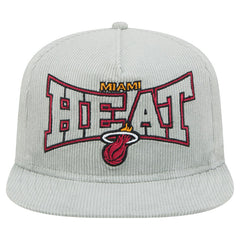 Gray Miami Heat Throwback Corduroy Golfer Snapback Hat | NBA