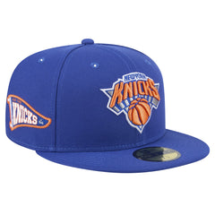 Blue New York Knicks Throwback Pennant 59FIFTY Fitted Hat | NBA