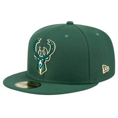 Hunter Green Milwaukee Bucks Throwback Pennant 59FIFTY Fitted Hat | NBA