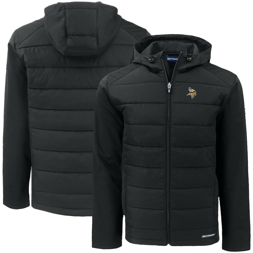Minnesota Vikings Cutter & Buck Big & Tall Evoke Hybrid Eco Softshell Recycled Full-Zip Hooded Jacket | NFL Discount