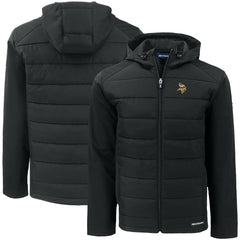 Minnesota Vikings Cutter & Buck Big & Tall Evoke Hybrid Eco Softshell Recycled Full-Zip Hooded Jacket | NFL Discount