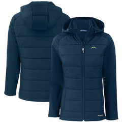 Los Angeles Chargers Cutter & Buck Women's Evoke PrimaLoft Hybrid Eco Softshell Recycled Full-Zip Hooded Jacket | NFL Online