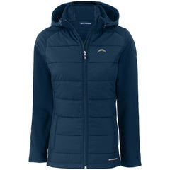 Los Angeles Chargers Cutter & Buck Women's Evoke PrimaLoft Hybrid Eco Softshell Recycled Full-Zip Hooded Jacket | NFL Online