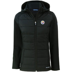 Pittsburgh Steelers Cutter & Buck Women's Evoke PrimaLoft Hybrid Eco Softshell Recycled Full-Zip Hooded Jacket | NFL Sale