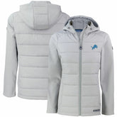 Detroit Lions Cutter & Buck Women's Evoke PrimaLoft Hybrid Eco Softshell Recycled Full-Zip Hooded Jacket | NFL Sale