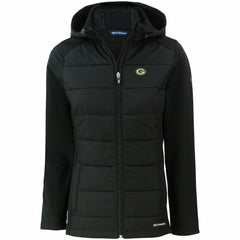 Green Bay Packers Cutter & Buck Women's Evoke PrimaLoft Hybrid Eco Softshell Recycled Full-Zip Hooded Jacket | NFL Outlet