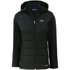 Baltimore Ravens Cutter & Buck Women's Evoke PrimaLoft Hybrid Eco Softshell Recycled Full-Zip Hooded Jacket | NFL Online