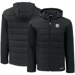 Pittsburgh Steelers Cutter & Buck Evoke PrimaLoft Hybrid Eco Softshell Recycled Full-Zip Hooded Jacket | NFL Discount