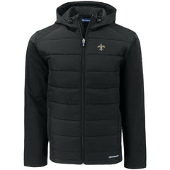 New Orleans Saints Cutter & Buck Evoke PrimaLoft Hybrid Eco Softshell Recycled Full-Zip Hooded Jacket | NFL New