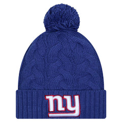 New York Giants Girls Youth Cabled Cuffed Knit Hat with Pom | NFL Discount