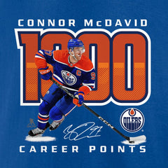 Connor McDavid Edmonton Oilers 1,000 Career Points T-Shirt - NHL T-shirts