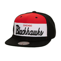 Chicago Blackhawks Mitchell & Ness Retro Script Colorblock Snapback Hat - NHL Hats