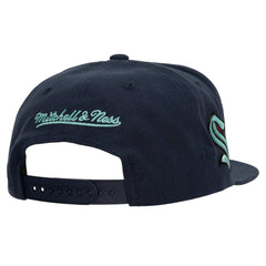 Seattle Kraken Mitchell & Ness Retro Script Colorblock Snapback Hat - NHL Hats