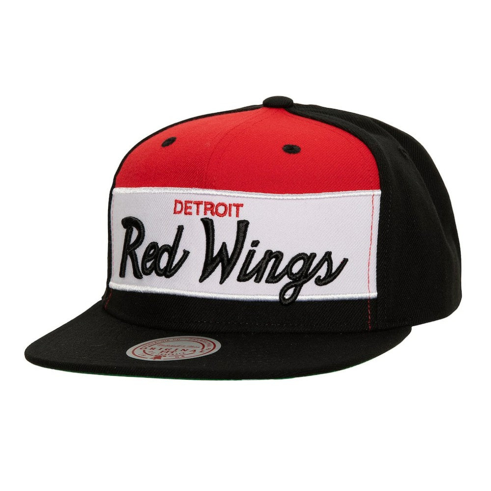 Detroit Red Wings Mitchell & Ness Retro Script Colorblock Snapback Hat - NHL Hats