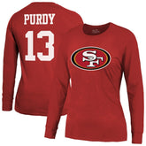 San Francisco 49ers Brock Purdy Majestic Threads Women's Player Name & Number Long Sleeve T-Shirt | NFL Online