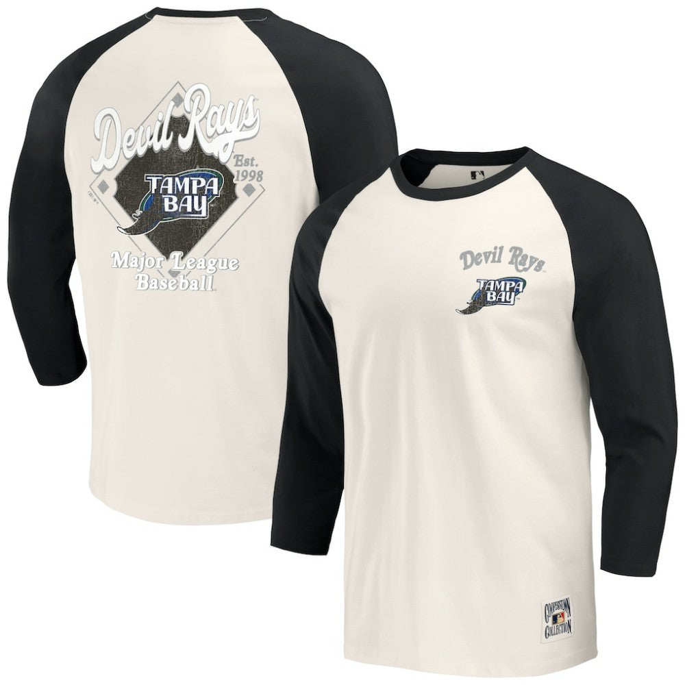 Tampa Bay Rays Darius Rucker Collection by Fanatics Cooperstown Collection Raglan 3/4-Sleeve T-Shirt - MLB T-shirts