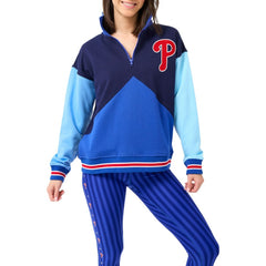 Philadelphia Phillies Terez Women's Classic Colorblock Quarter-Zip Sweatshirt - MLB Sweatshirts
