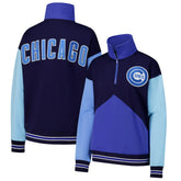 Chicago Cubs Terez Women's Classic Colorblock Quarter-Zip Sweatshirt - MLB Sweatshirts