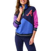 Atlanta Braves Terez Women's Classic Colorblock Quarter-Zip Sweatshirt - MLB Sweatshirts