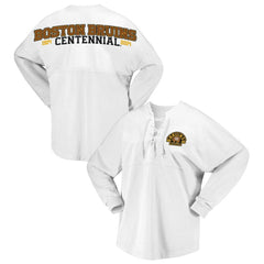 Boston Bruins Fanatics Women's 100th Anniversary Spirit Jersey T-Shirt - NHL T-shirts
