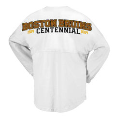 Boston Bruins Fanatics Women's 100th Anniversary Spirit Jersey T-Shirt - NHL T-shirts