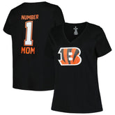 Cincinnati Bengals Women's Plus Size Mother's Day #1 Mom V-Neck T-Shirt | NFL New