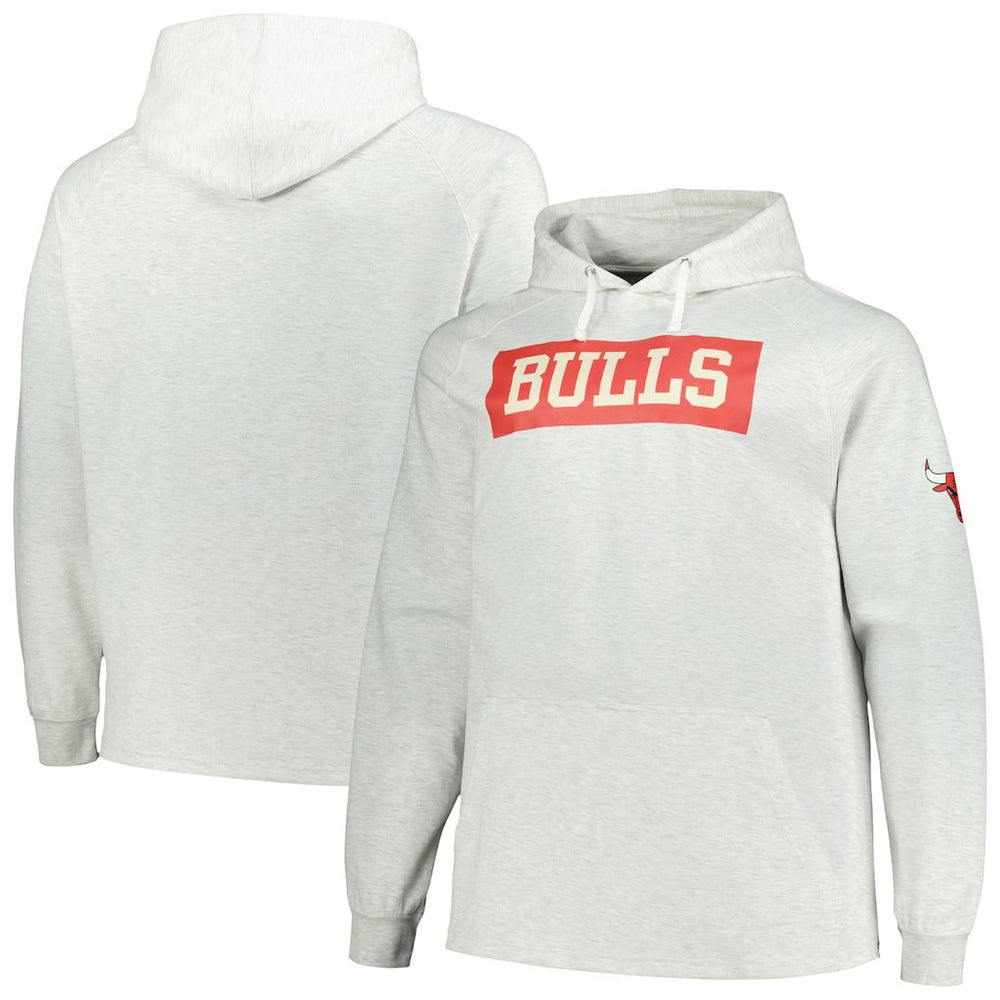 Ash Chicago Bulls Big & Tall Raglan Tri-Blend Pullover Hoodie sale | NBA