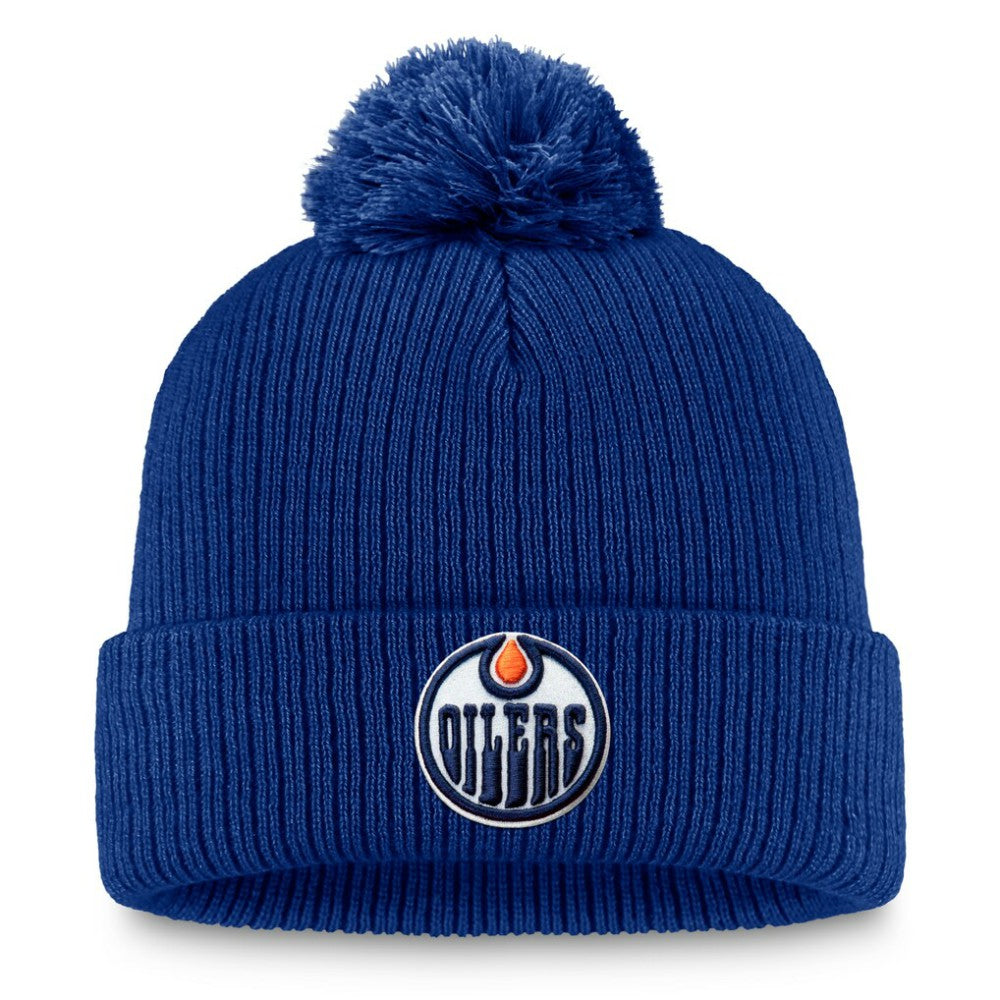 Edmonton Oilers Fanatics Primary Logo Cuffed Knit Hat with Pom - NHL Hats