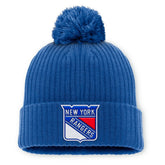 New York Rangers Fanatics Primary Logo Cuffed Knit Hat with Pom - NHL Hats