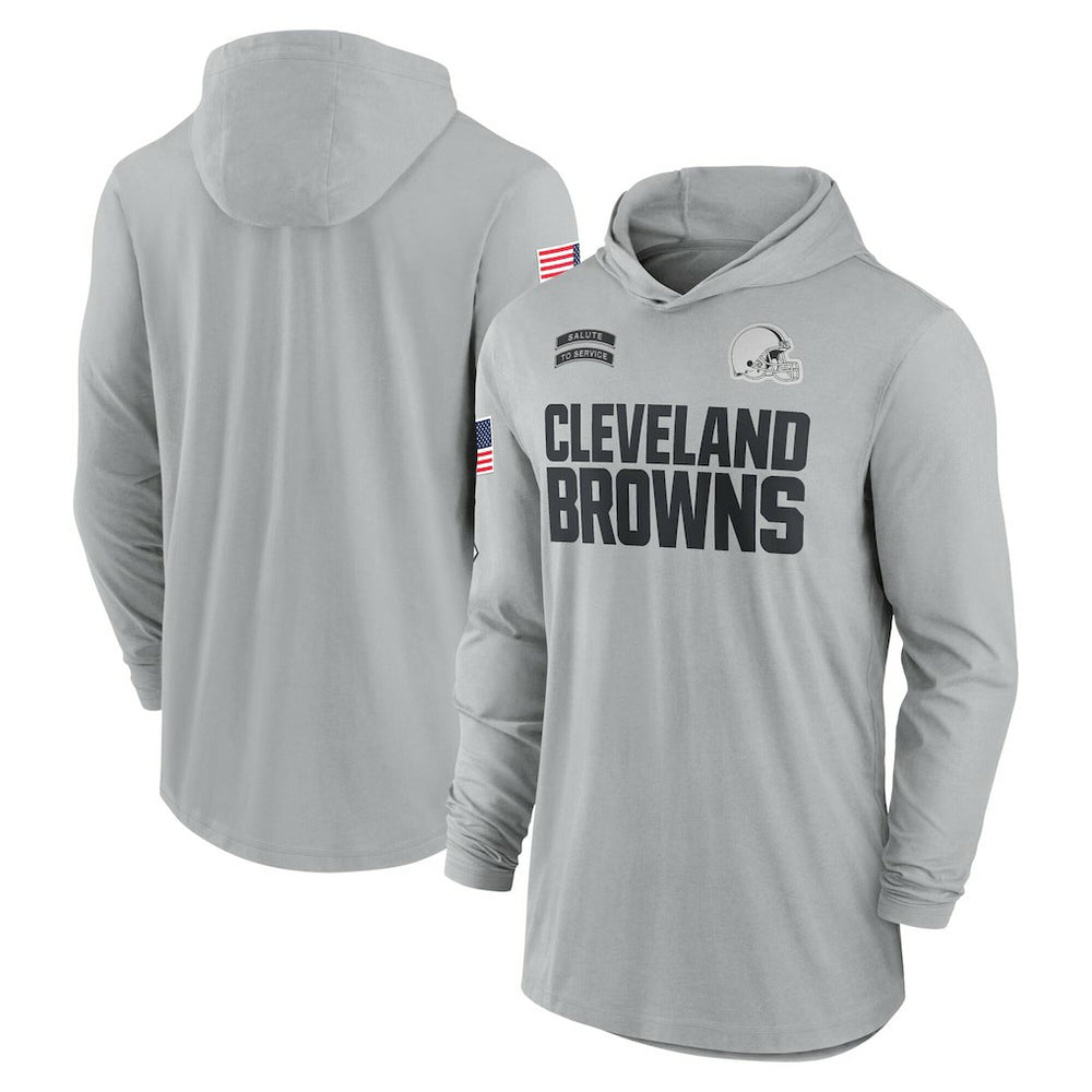 Cleveland Browns 2024 Salute to Service Lightweight Dri-FIT Long Sleeve Hoodie T-Shirt | NFL New