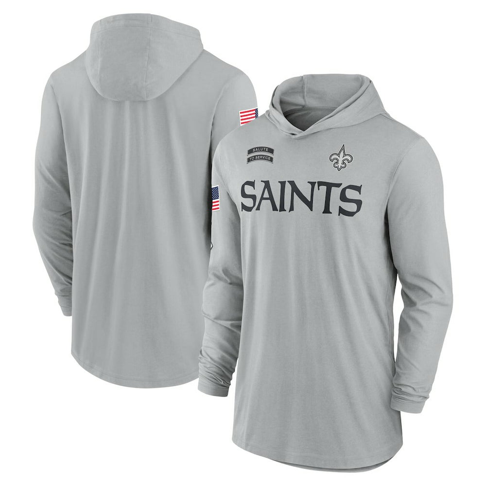 New Orleans Saints 2024 Salute to Service Lightweight Dri-FIT Long Sleeve Hoodie T-Shirt | NFL Discount