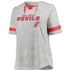 New Jersey Devils Fanatics Women's Plus Size Lace-Up T-Shirt - NHL T-shirts