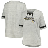 Pittsburgh Penguins Fanatics Women's Plus Size Lace-Up T-Shirt - NHL T-shirts