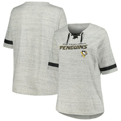 Pittsburgh Penguins Fanatics Women's Plus Size Lace-Up T-Shirt - NHL T-shirts