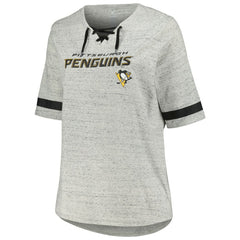 Pittsburgh Penguins Fanatics Women's Plus Size Lace-Up T-Shirt - NHL T-shirts
