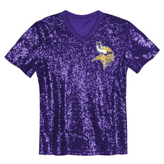 Minnesota Vikings Justin Jefferson Girls Youth Sequin V-Neck Fashion Jersey | NFL Discount