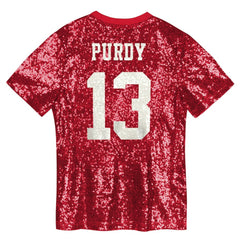 San Francisco 49ers Brock Purdy Girls Youth Sequin V-Neck Fashion Jersey | NFL Sale