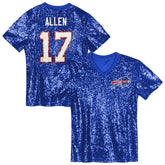 Buffalo Bills Josh Allen Girls Youth Sequin V-Neck Fashion Jersey | NFL On sale
