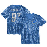 Detroit Lions Aidan Hutchinson Girls Youth Sequin V-Neck Fashion Jersey | NFL Near me