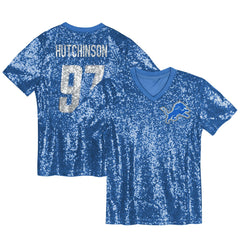 Detroit Lions Aidan Hutchinson Girls Youth Sequin V-Neck Fashion Jersey | NFL Near me