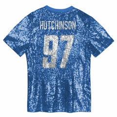 Detroit Lions Aidan Hutchinson Girls Youth Sequin V-Neck Fashion Jersey | NFL Near me
