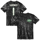 New York Jets Sauce Gardner Girls Youth Sequin V-Neck Fashion Jersey | NFL Outlet
