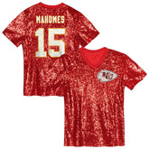 Kansas City Chiefs Patrick Mahomes Girls Youth Sequin V-Neck Fashion Jersey | NFL Sale