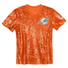 Miami Dolphins Tyreek Hill Girls Youth Sequin V-Neck Fashion Jersey | NFL Outlet