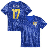 Los Angeles Rams Puka Nacua Girls Youth Sequin V-Neck Fashion Jersey | NFL On sale