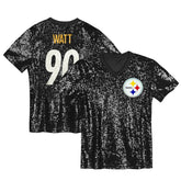Pittsburgh Steelers T.J. Watt Girls Youth Sequin V-Neck Fashion Jersey | NFL Online