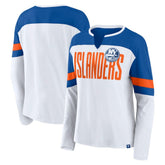New York Islanders Fanatics Women's Frozen Long Sleeve Notch Neck T-Shirt - NHL T-shirts